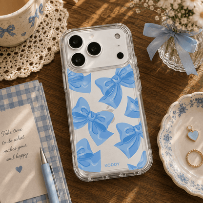 Blue Fluffy Ribbon Bows Phone Case-KODDY aesthetic iphone case UK