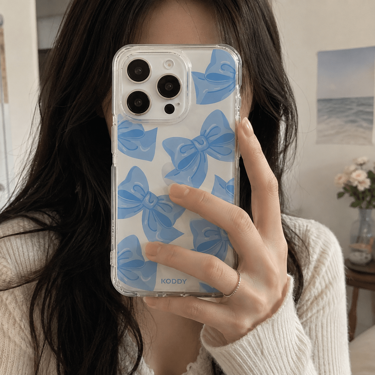 Blue Fluffy Ribbon Bows Phone Case-KODDY aesthetic iphone case UK