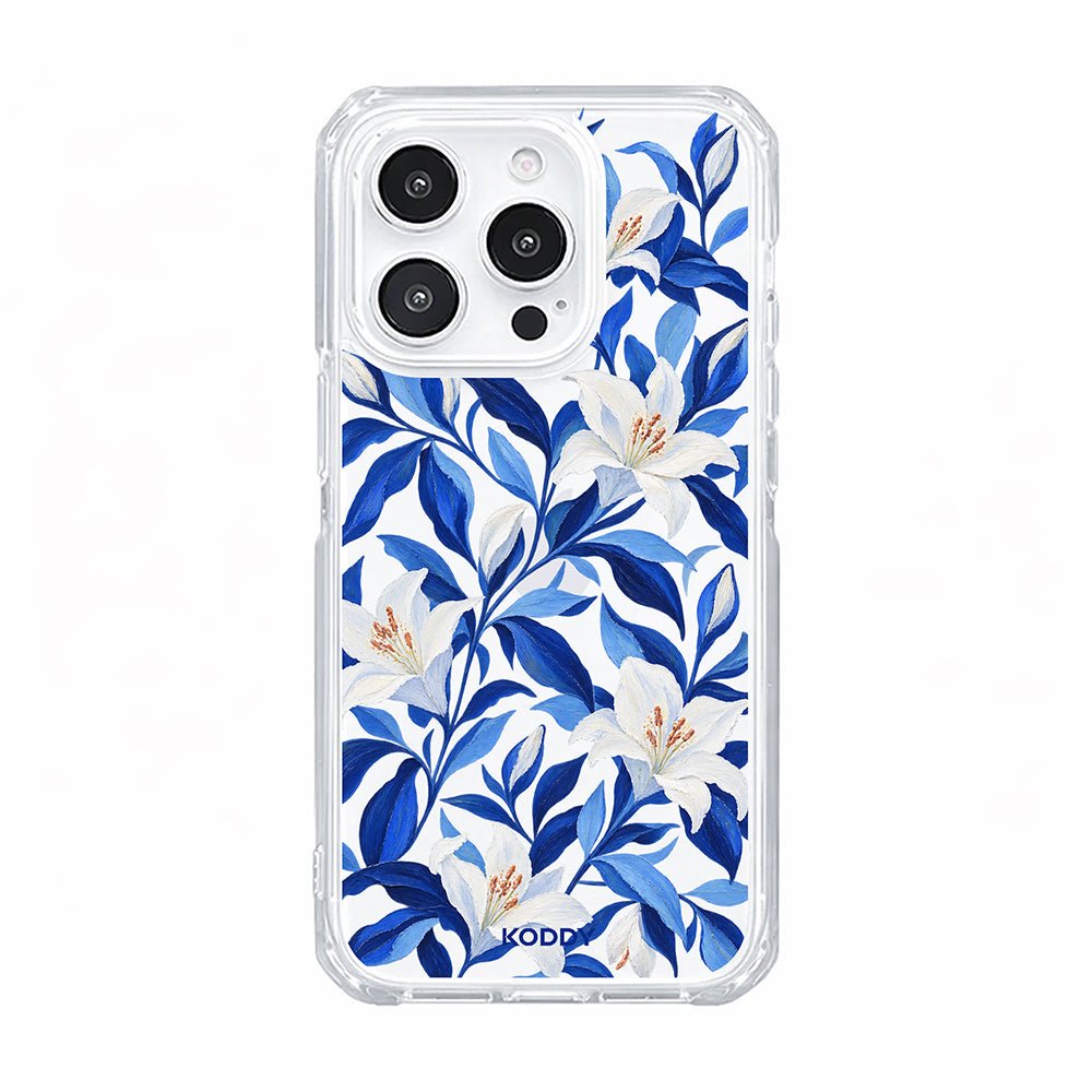 Blue Oil Painted Lily Floral Aesthetic Phone Case