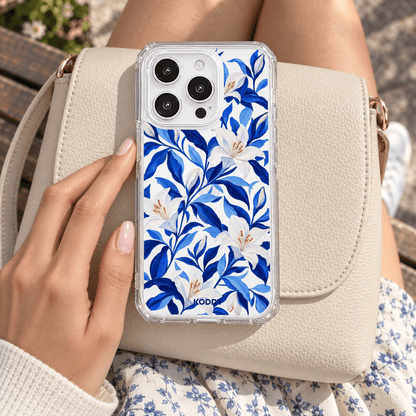 Blue Oil Painted Lily Floral Aesthetic Phone Case-KODDY aesthetic iphone case UK