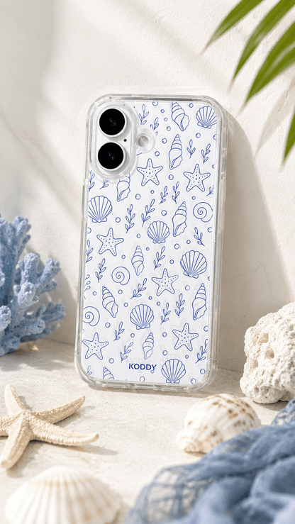 Blue Shell and Starfish Clear Phone Case-KODDY aesthetic iphone case UK