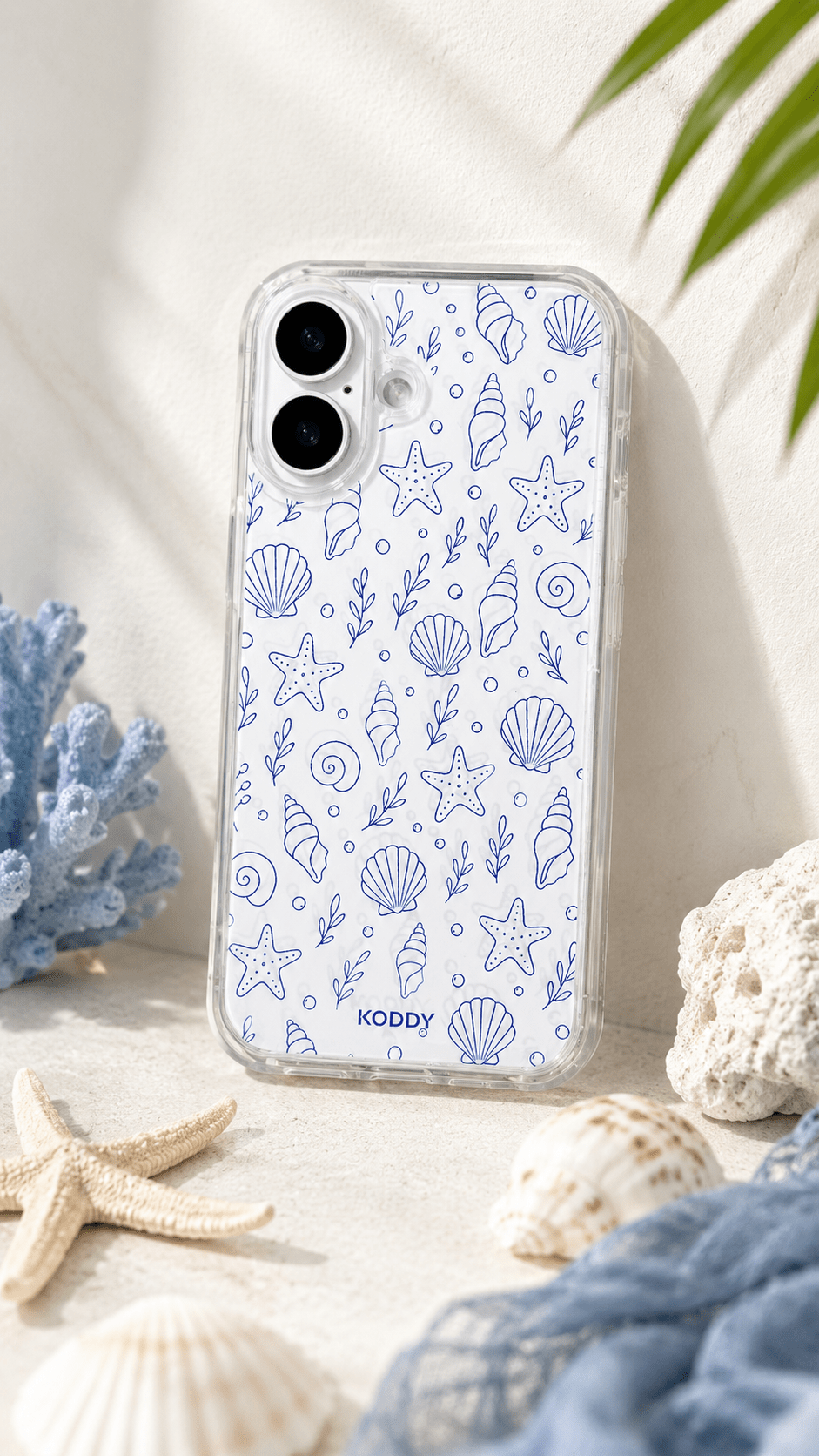 Blue Shell and Starfish Clear Phone Case-KODDY aesthetic iphone case UK