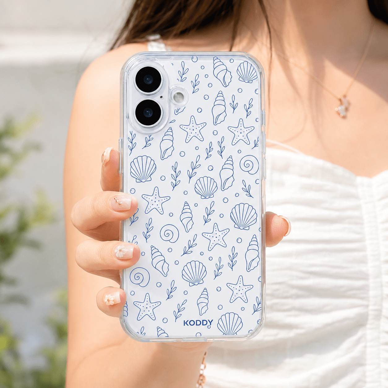 Blue Shell and Starfish Clear Phone Case-KODDY aesthetic iphone case UK