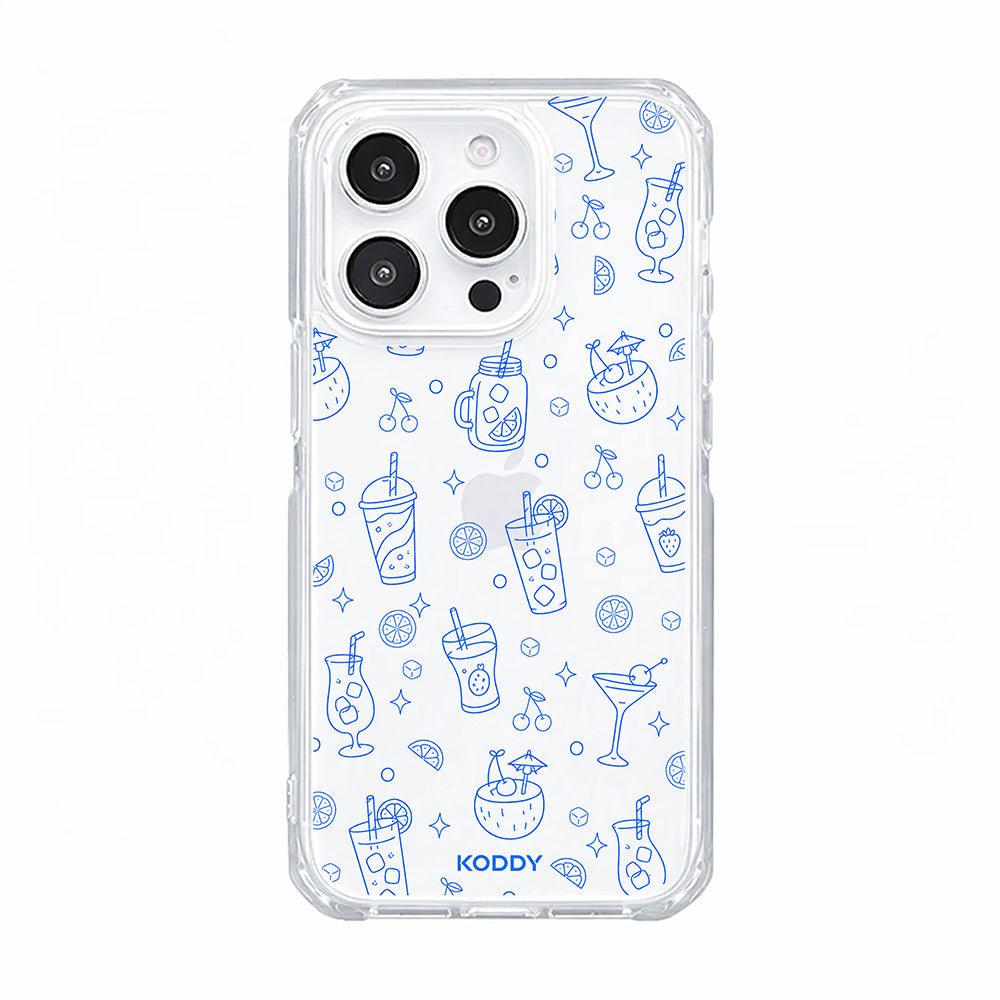 Blue Summer Drinks Clear Phone Case-KODDY aesthetic iphone case UK