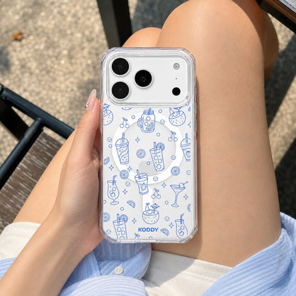 Blue Summer Drinks Clear Phone Case-KODDY aesthetic iphone case UK