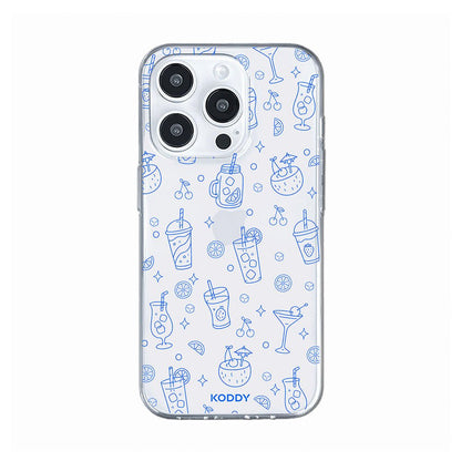 Blue Summer Drinks Clear Phone Case-KODDY aesthetic iphone case UK