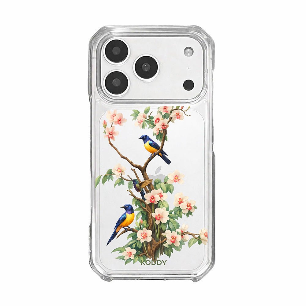 Bluebird Blossom Floral Tree Clear Phone Case-KODDY aesthetic iphone case UK