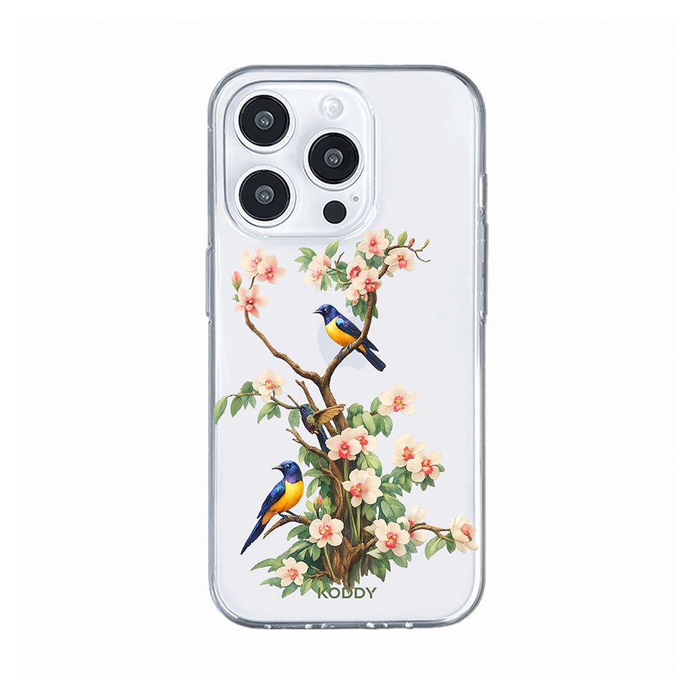 Bluebird Blossom Floral Tree Clear Phone Case-KODDY aesthetic iphone case UK