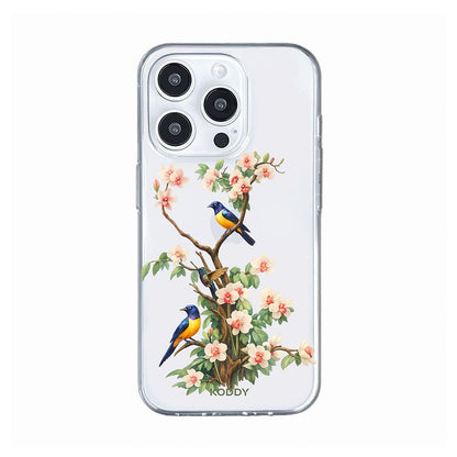 Bluebird Blossom Floral Tree Clear Phone Case-KODDY aesthetic iphone case UK