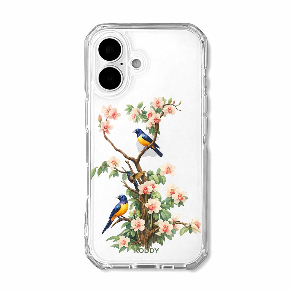 Bluebird Blossom Floral Tree Clear Phone Case-KODDY aesthetic iphone case UK