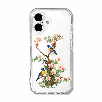 Bluebird Blossom Floral Tree Clear Phone Case-KODDY aesthetic iphone case UK