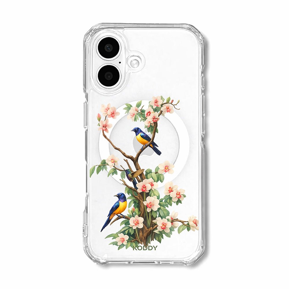 Bluebird Blossom Floral Tree Clear Phone Case-KODDY aesthetic iphone case UK