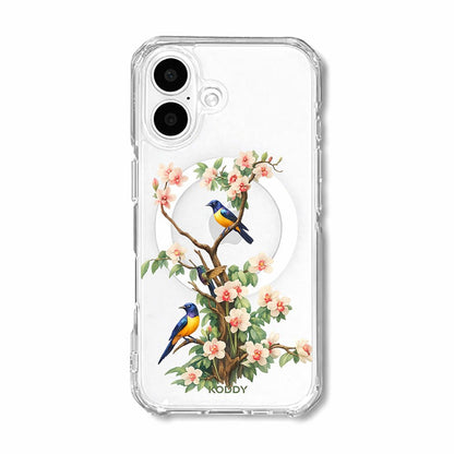 Bluebird Blossom Floral Tree Clear Phone Case-KODDY aesthetic iphone case UK