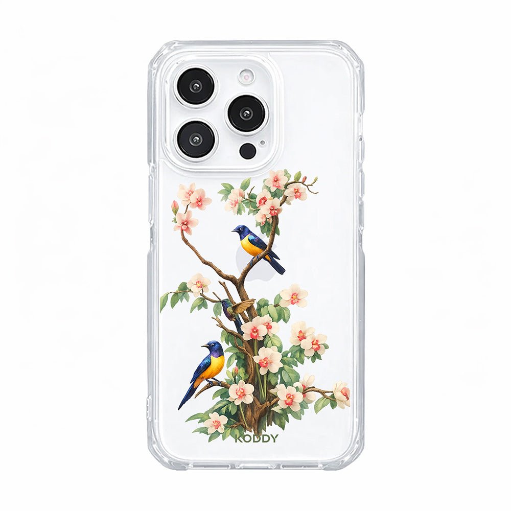 Bluebird Blossom Floral Tree Clear Phone Case-KODDY aesthetic iphone case UK