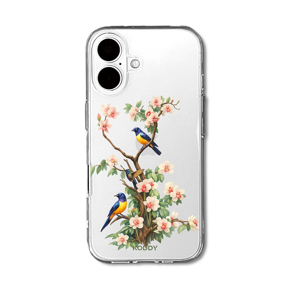 Bluebird Blossom Floral Tree Clear Phone Case-KODDY aesthetic iphone case UK