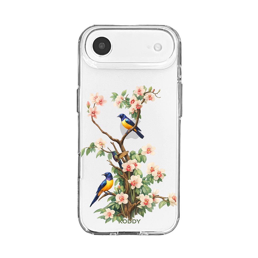 Bluebird Blossom Floral Tree Clear Phone Case-KODDY aesthetic iphone case UK