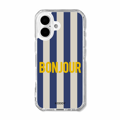 Bonjour Retro Stripe Phone Case-KODDY aesthetic iphone case UK