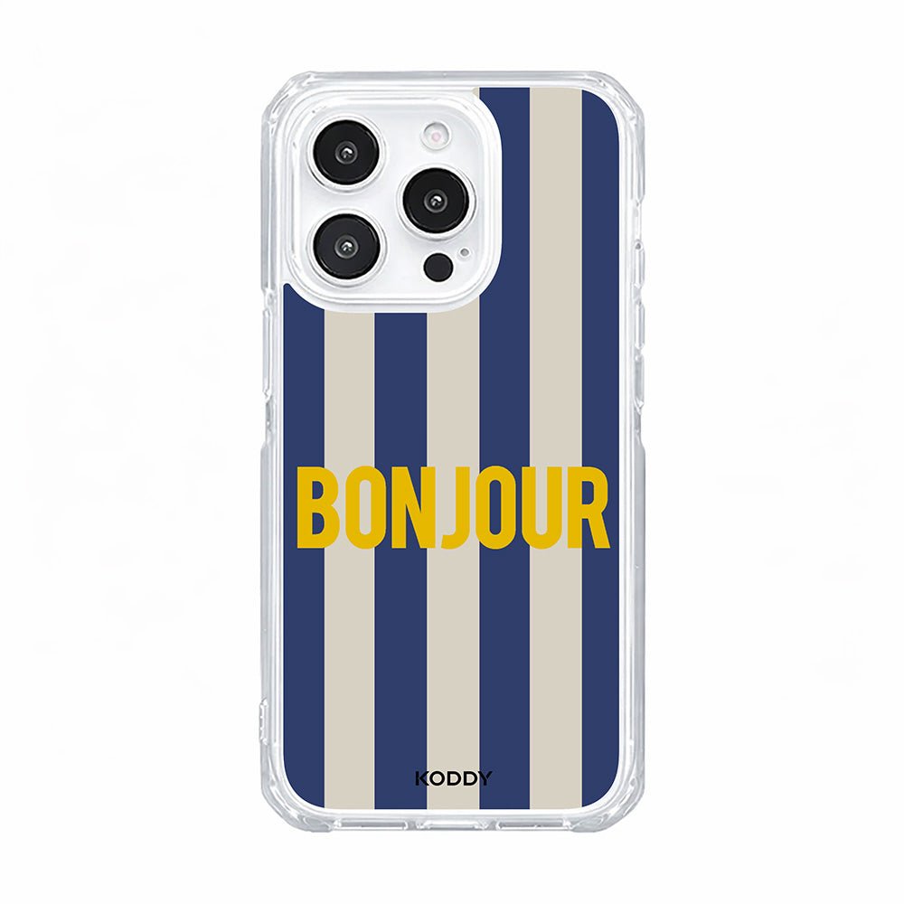 Bonjour Retro Stripe Phone Case-KODDY aesthetic iphone case UK