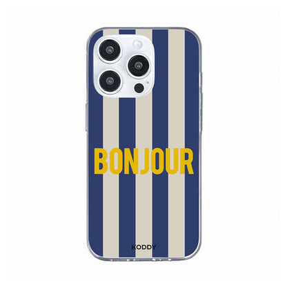 Bonjour Retro Stripe Phone Case-KODDY aesthetic iphone case UK
