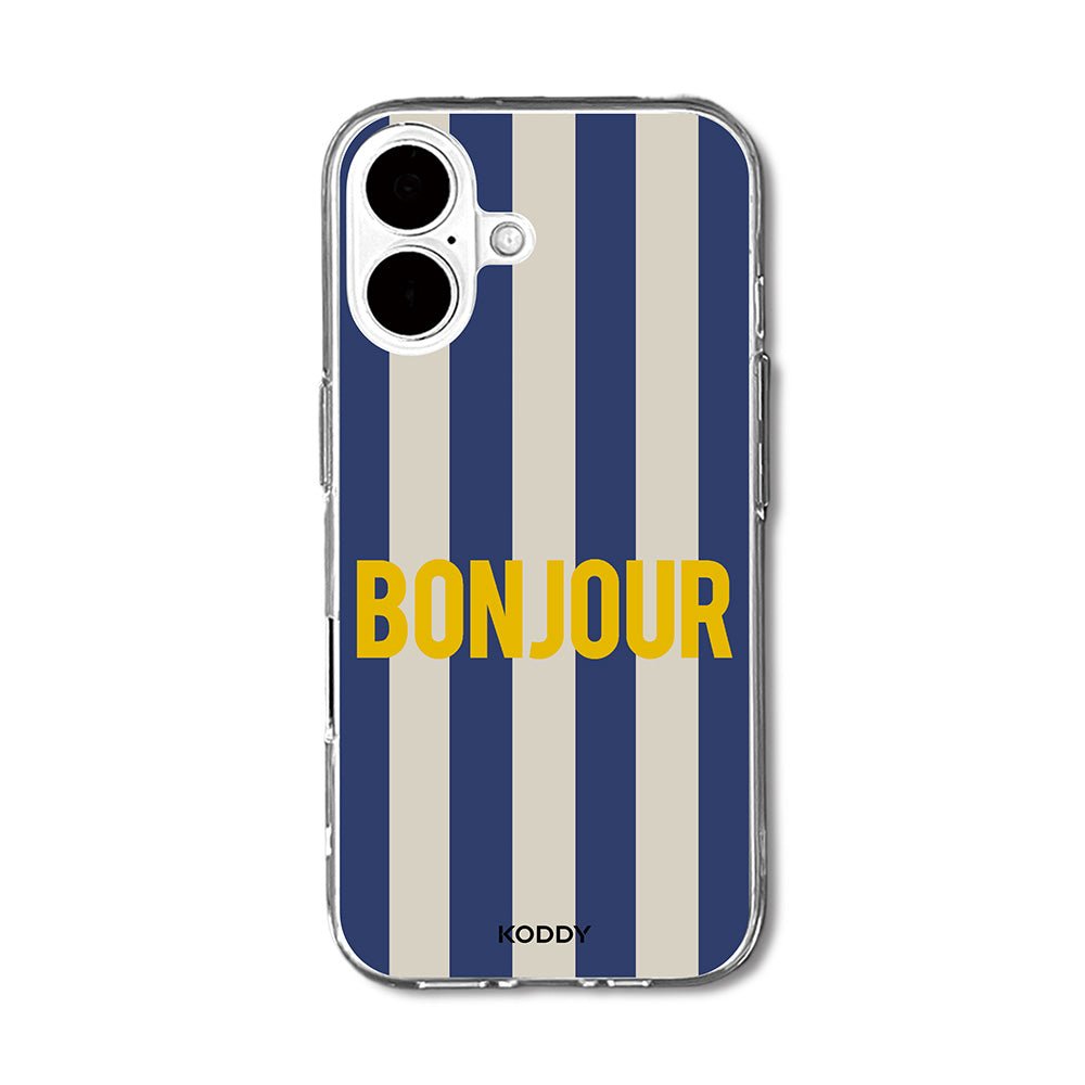 Bonjour Retro Stripe Phone Case-KODDY aesthetic iphone case UK