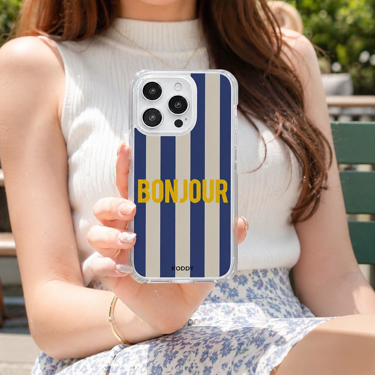 Bonjour Retro Stripe Phone Case - KODDY aesthetic iphone case UK