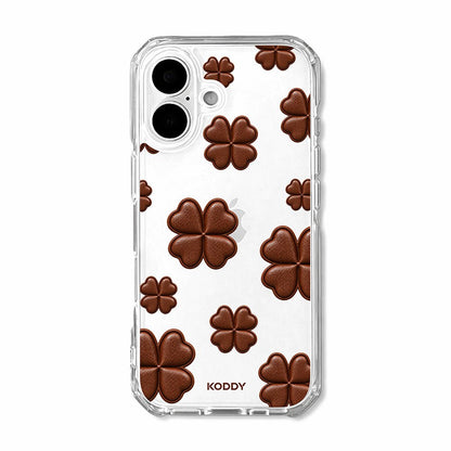Brown Lucky Clover Clear Phone Case
