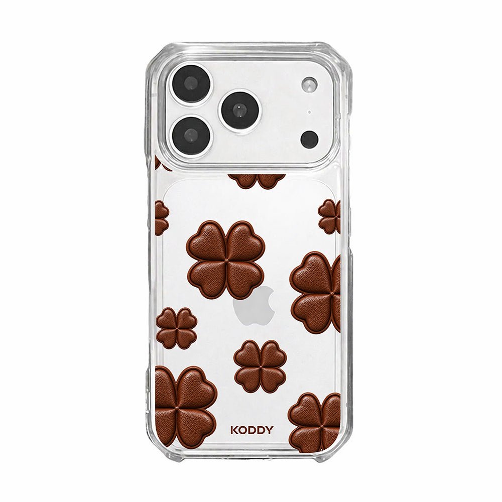Brown Lucky Clover Clear Phone Case