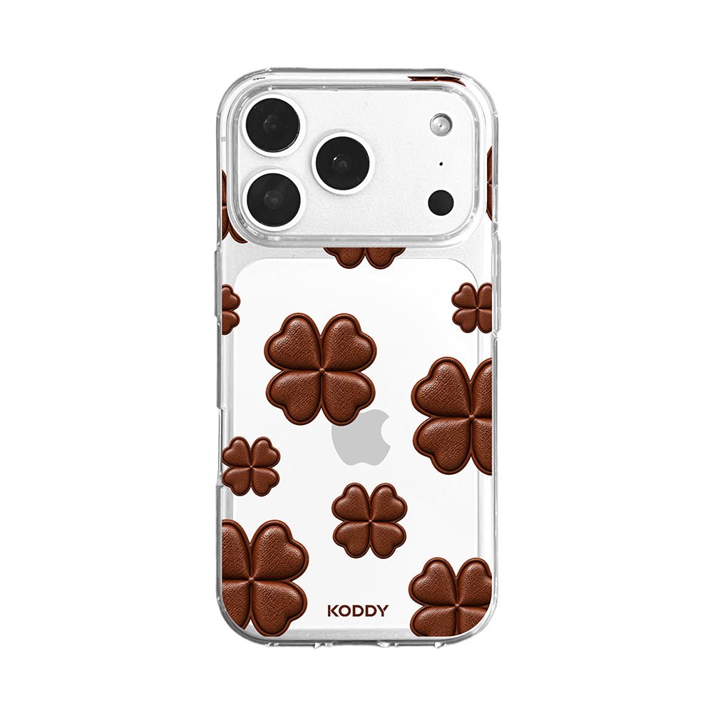 Brown Lucky Clover Clear Phone Case