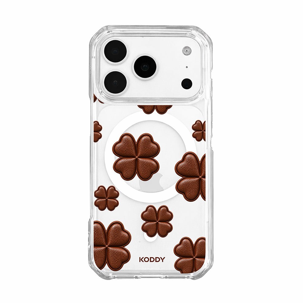 Brown Lucky Clover Clear Phone Case
