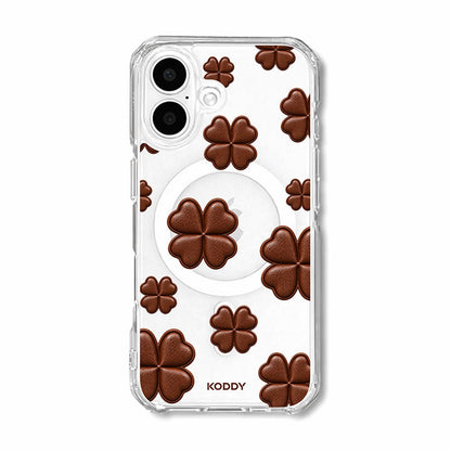 Brown Lucky Clover Clear Phone Case