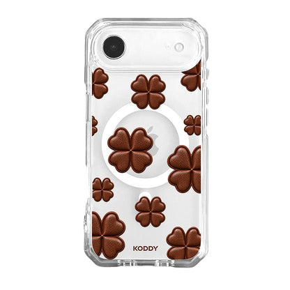 Brown Lucky Clover Clear Phone Case