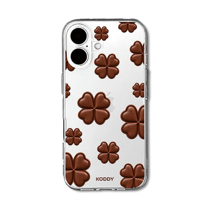 Brown Lucky Clover Clear Phone Case