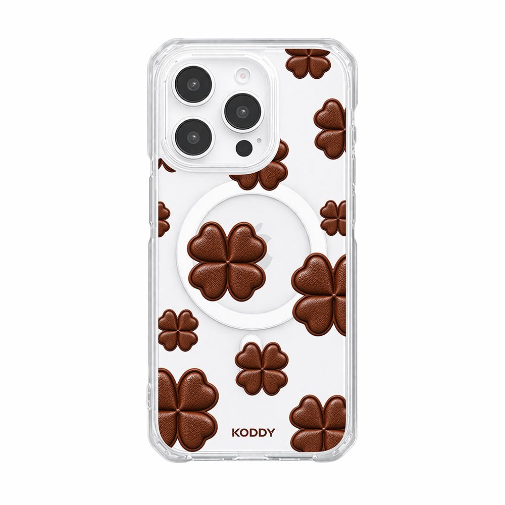 Brown Lucky Clover Clear Phone Case