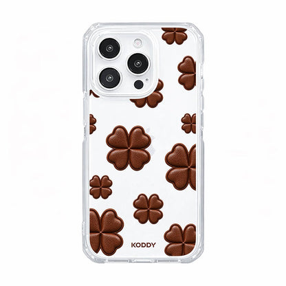 Brown Lucky Clover Clear Phone Case