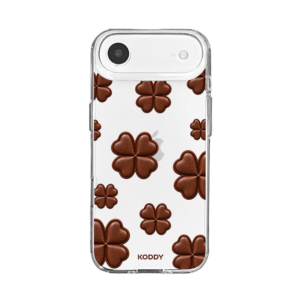 Brown Lucky Clover Clear Phone Case
