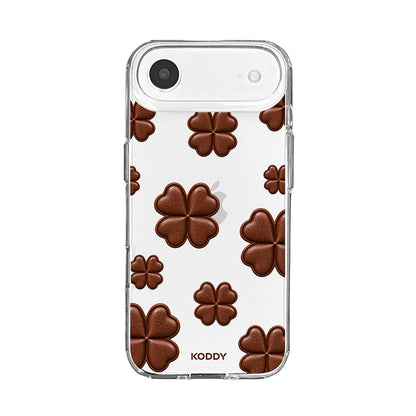 Brown Lucky Clover Clear Phone Case