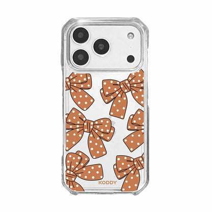 Brown Polka Dot Bow Clear Phone Case