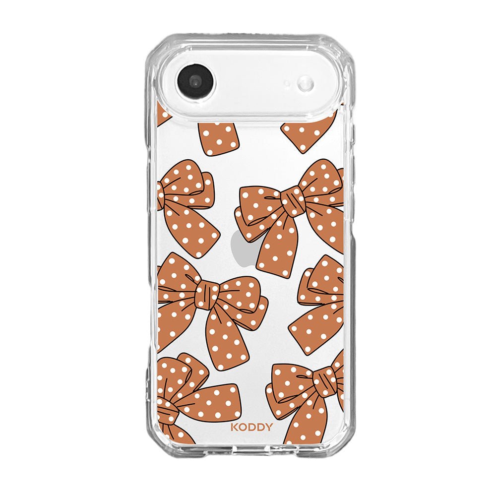Brown Polka Dot Bow Clear Phone Case