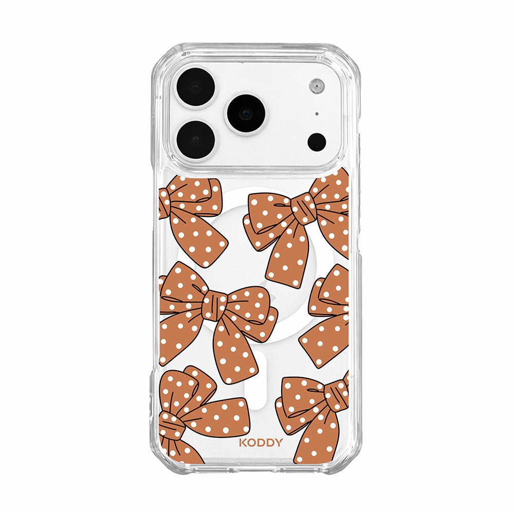 Brown Polka Dot Bow Clear Phone Case