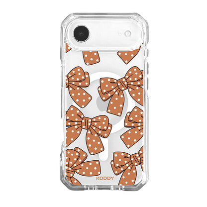 Brown Polka Dot Bow Clear Phone Case