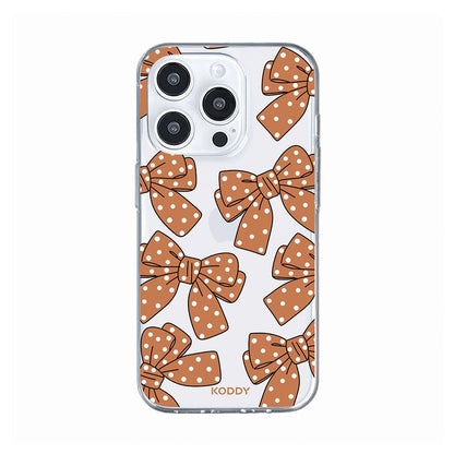 Brown Polka Dot Bow Clear Phone Case