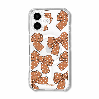 Brown Polka Dot Bow Clear Phone Case