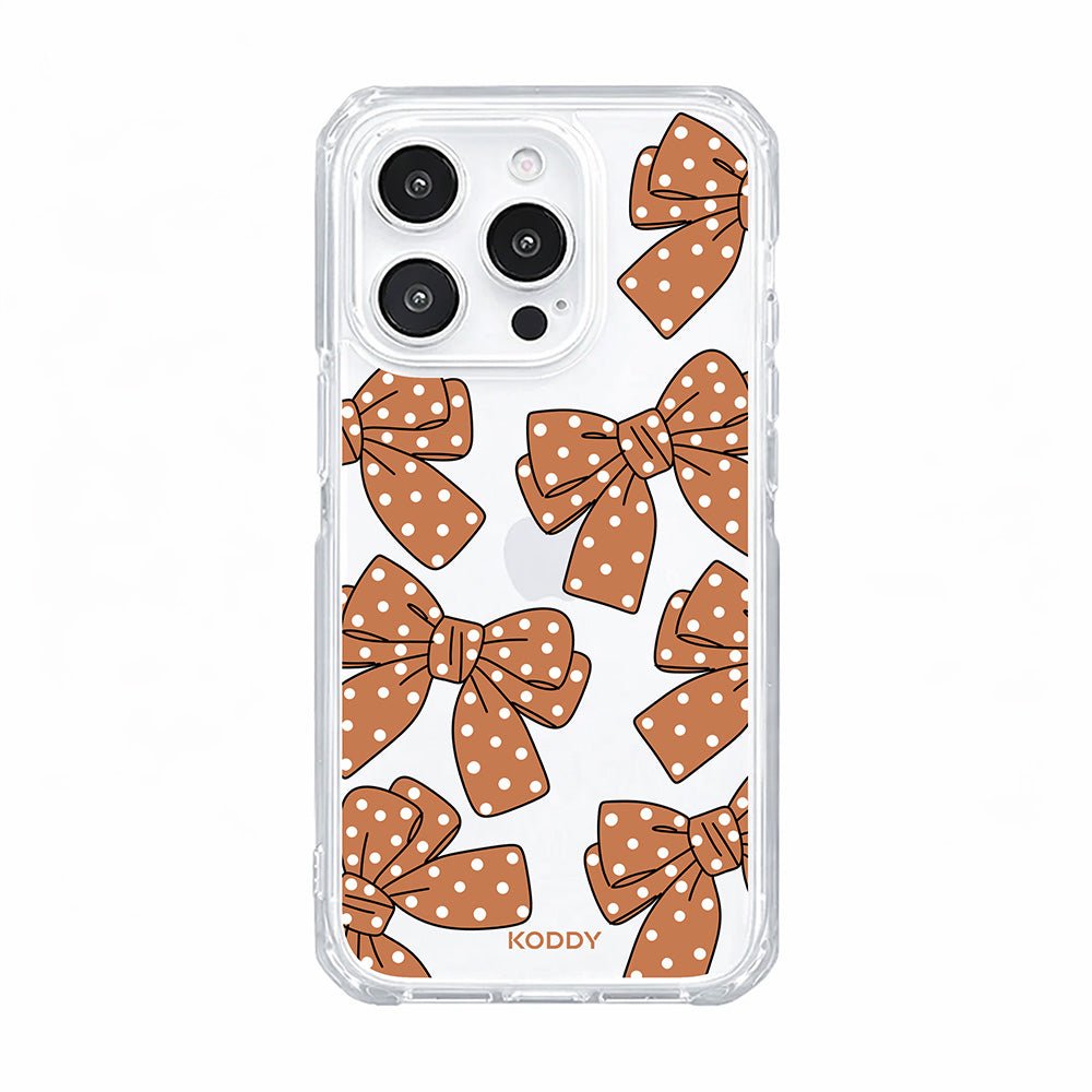 Brown Polka Dot Bow Clear Phone Case
