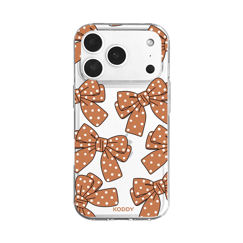 Brown Polka Dot Bow Clear Phone Case