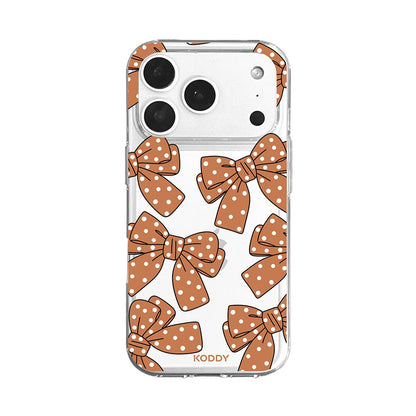 Brown Polka Dot Bow Clear Phone Case