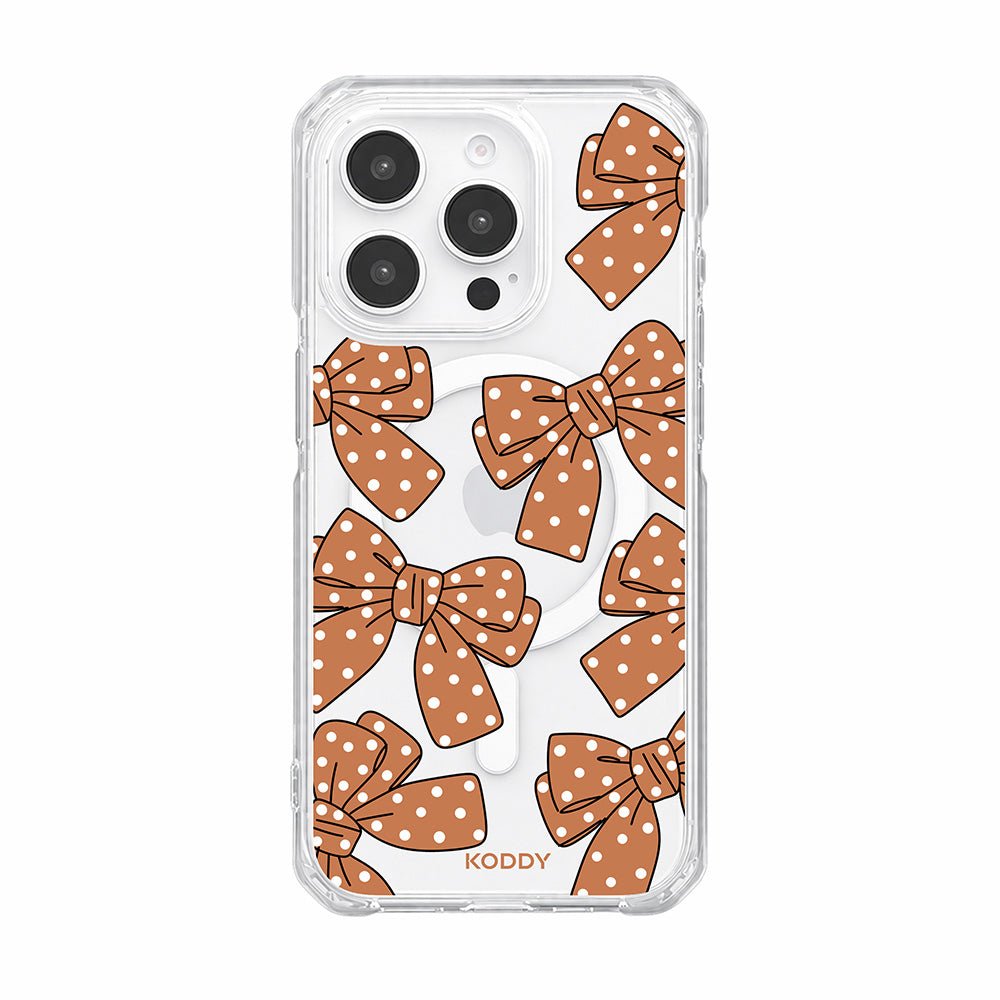 Brown Polka Dot Bow Clear Phone Case