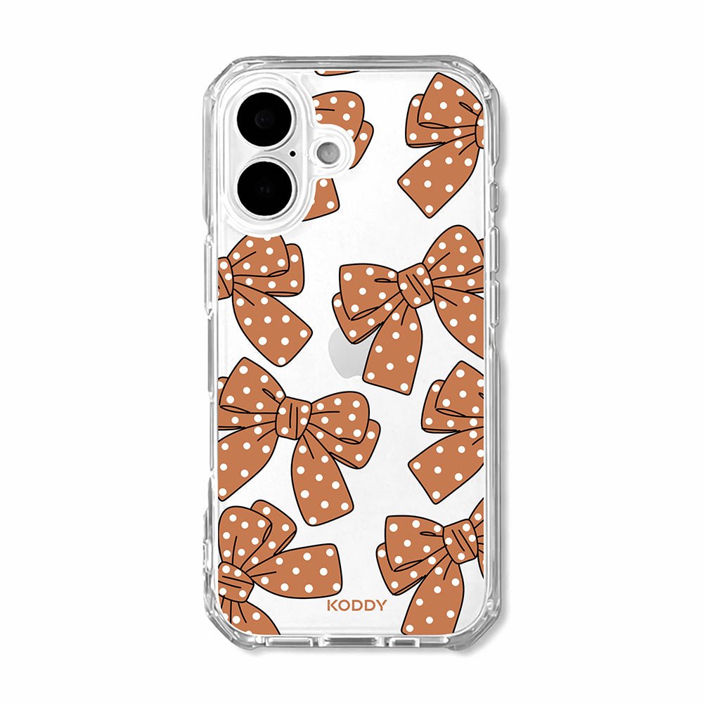 Brown Polka Dot Bow Clear Phone Case