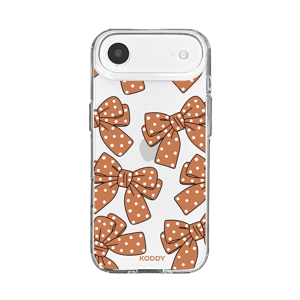 Brown Polka Dot Bow Clear Phone Case