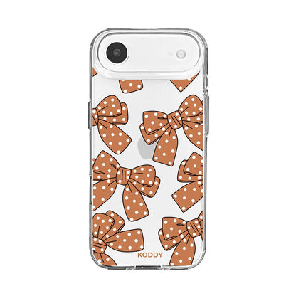 Brown Polka Dot Bow Clear Phone Case