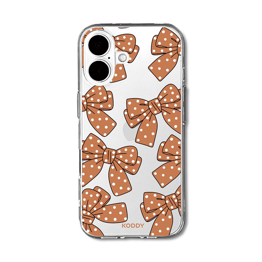 Brown Polka Dot Bow Clear Phone Case